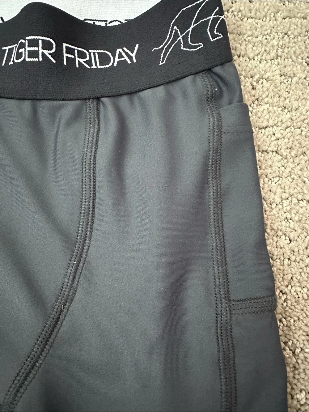 Tiger Friday Speed of Tight Athletic Tights - Graphite Child Large